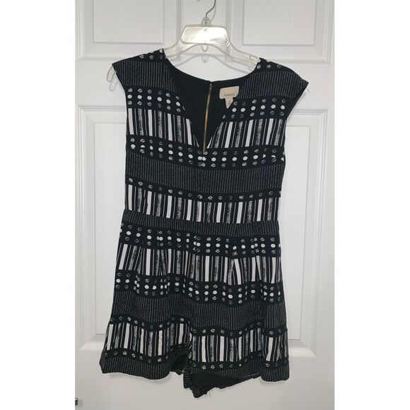 AMBAR Romper Dots Stripes Black White Size S Small - Picture 1 of 4